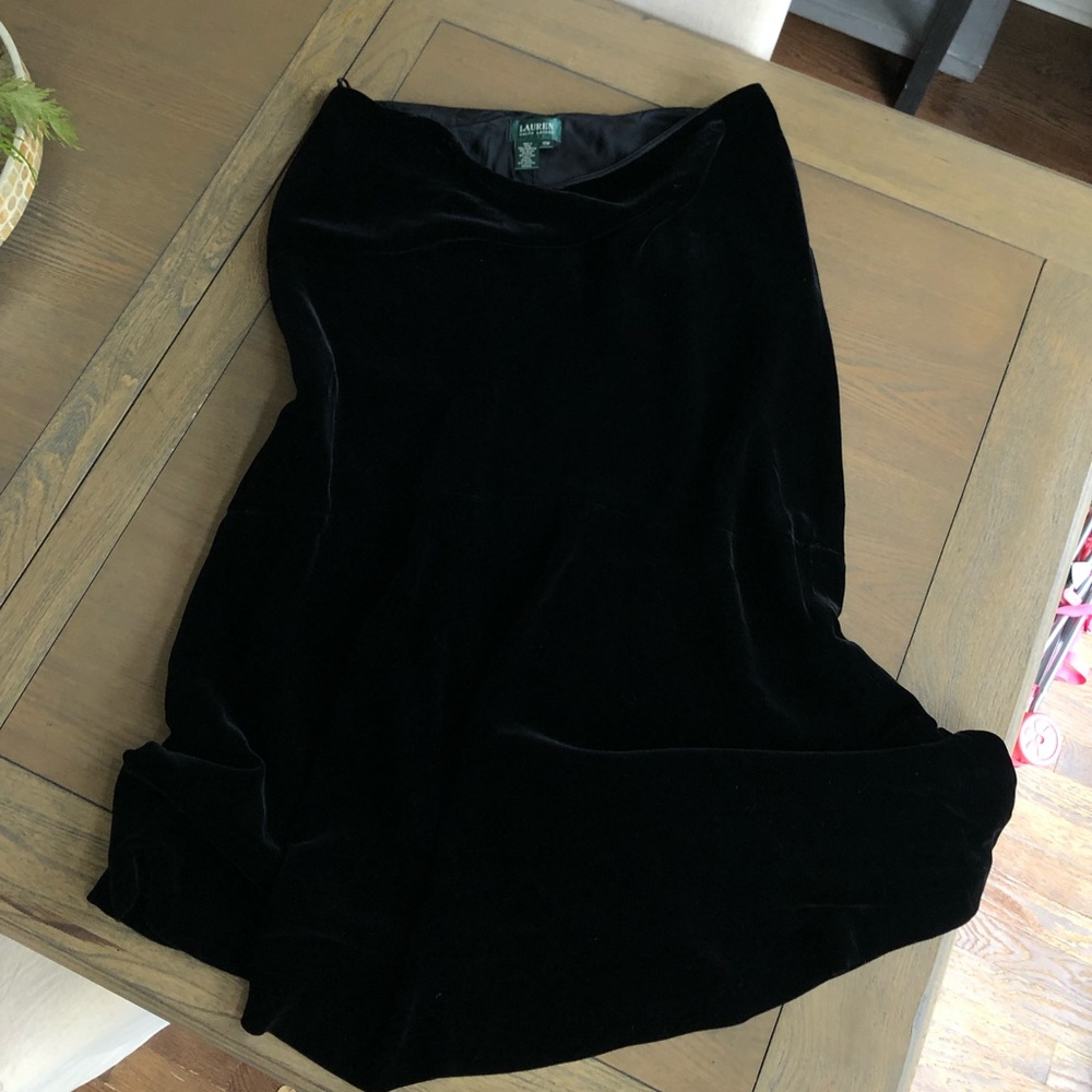 Lauren Ralph Lauren black velvet midi skirt